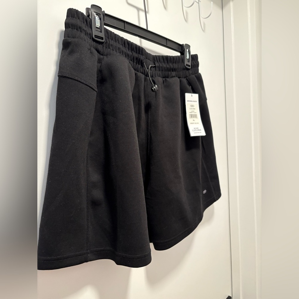 Black Athletic Shorts with Drawstring Waistband